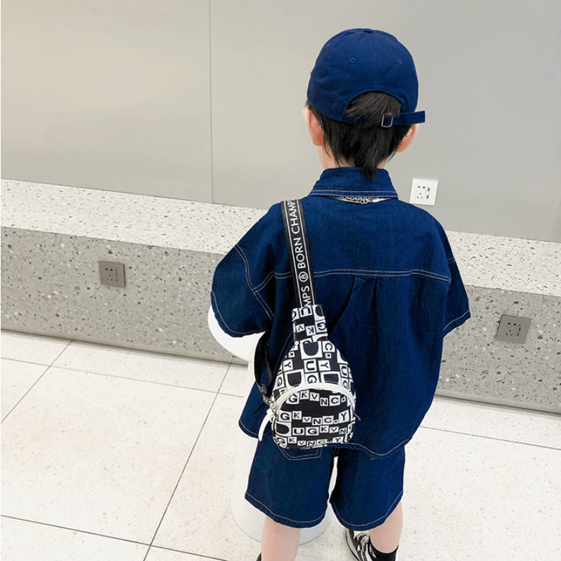 Kids Letter Print Chest Bag Travel Crossbody Bag For Boys