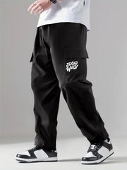 Cartoon Pattern Cargo Pants Men's Casual Loose Fit Drawstring Cargo Joggers