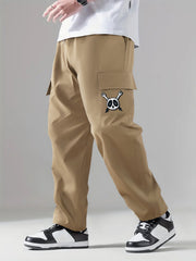 Cartoon Pattern Cargo Pants Men's Casual Loose Fit Drawstring Cargo Joggers
