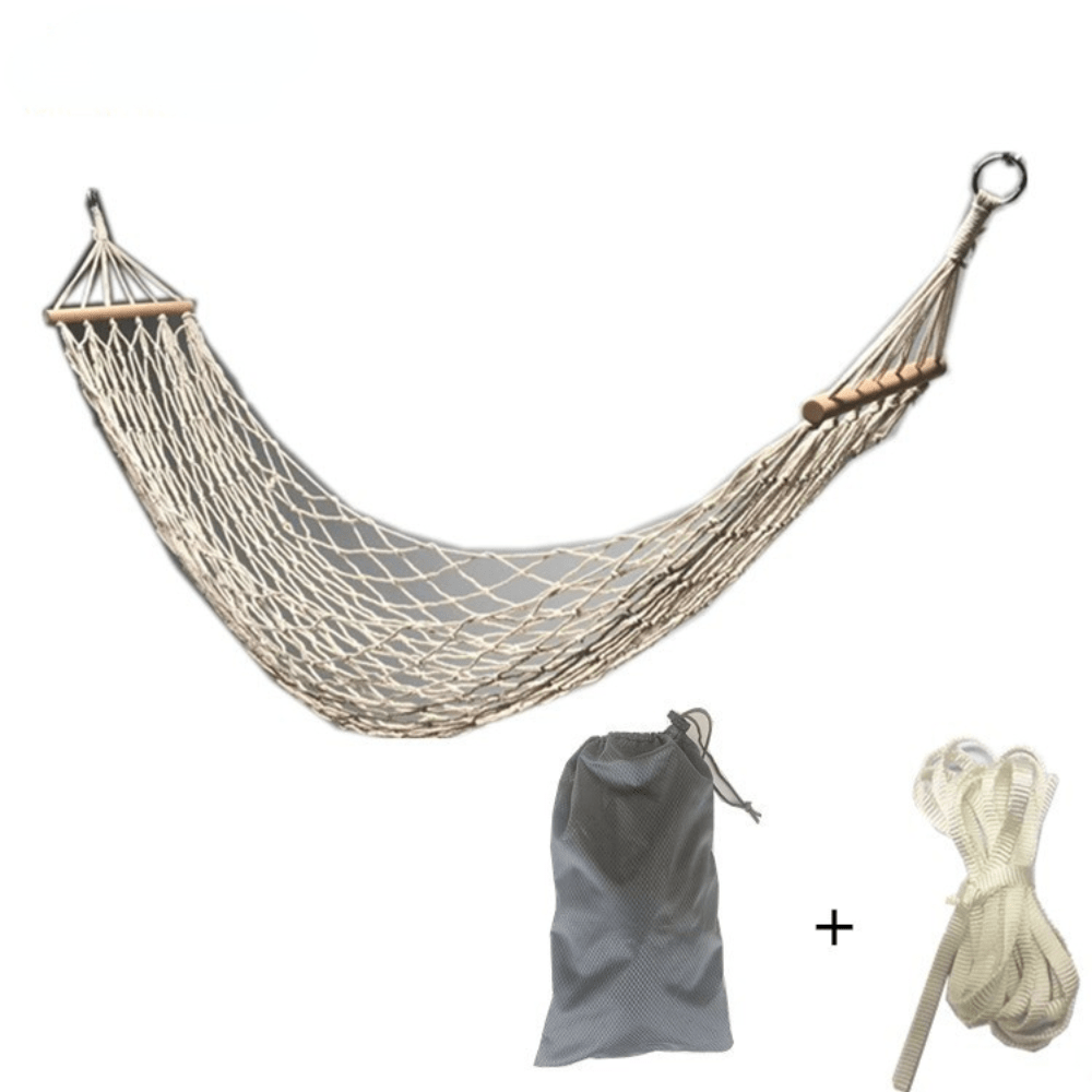 Cotton Rope Hammock with Hand Woven & Wooden Spreader