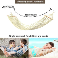 Cotton Rope Hammock with Hand Woven & Wooden Spreader