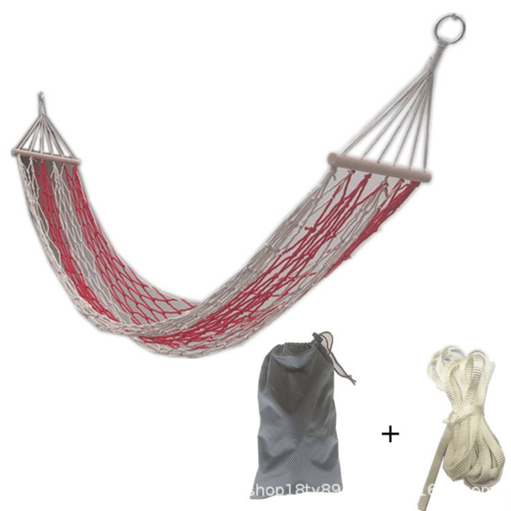 Cotton Rope Hammock with Hand Woven & Wooden Spreader