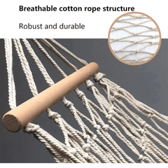 Cotton Rope Hammock with Hand Woven & Wooden Spreader