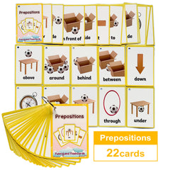 LACHILLY 22 Card Prepositions Flashcards Set English Learning Tools for Toddlers