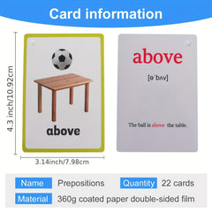 LACHILLY 22 Card Prepositions Flashcards Set English Learning Tools for Toddlers