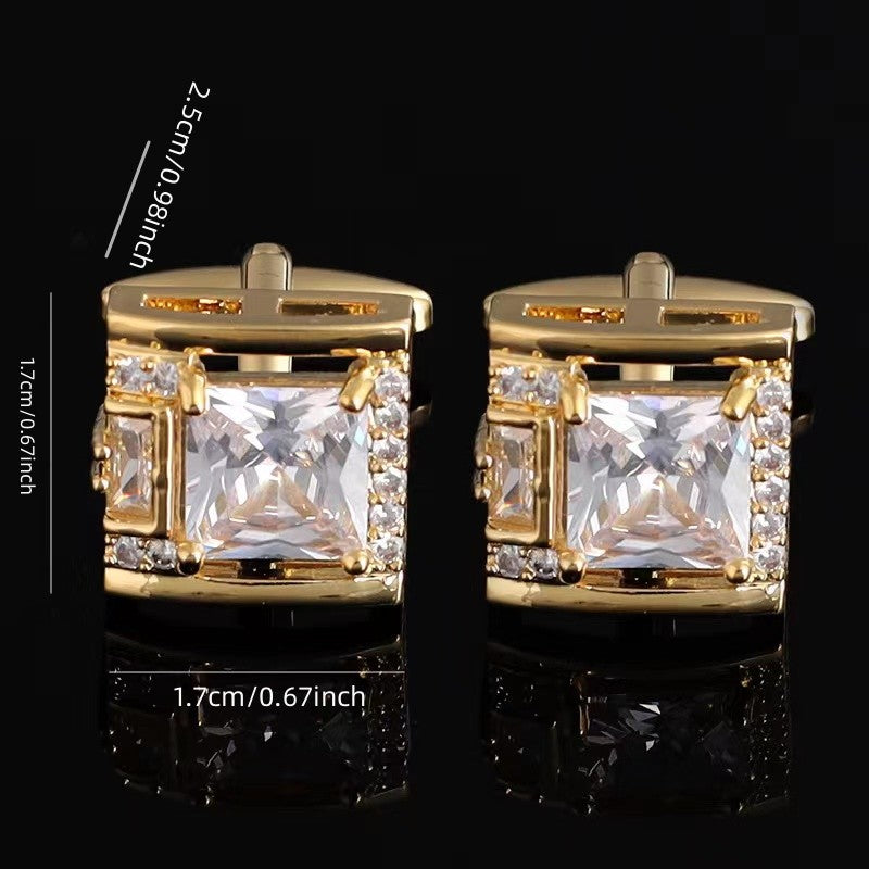 Elegant Square Diamond Cufflinks for Men