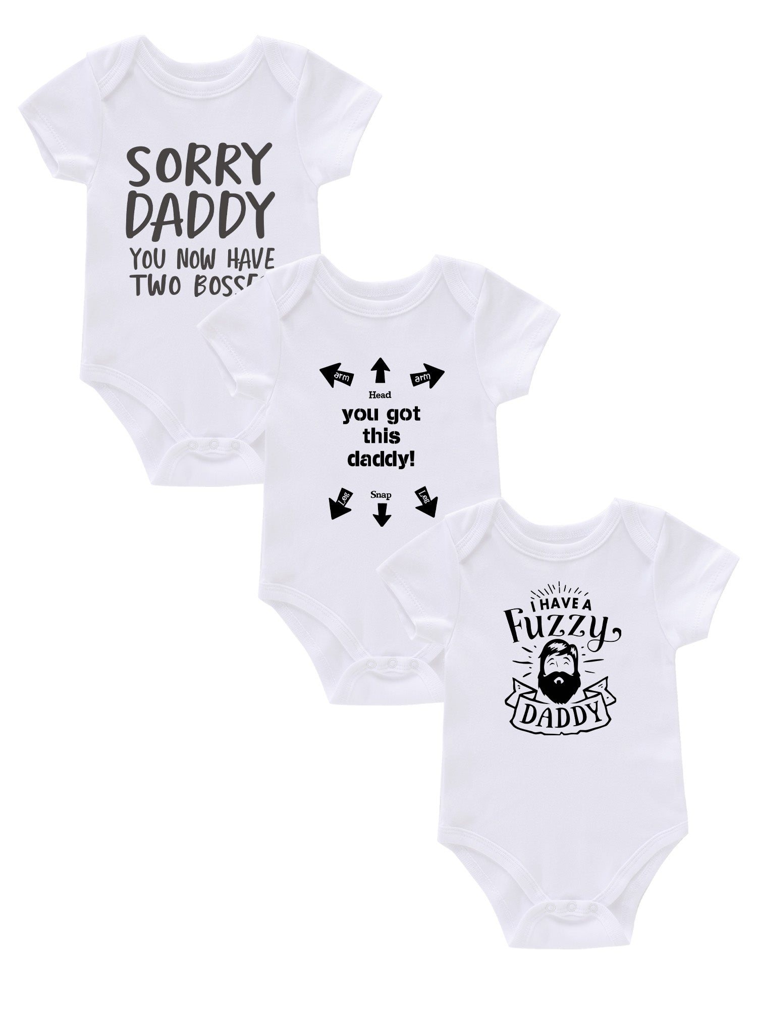 3pcs Comfy Bodysuit Set with Creative Letter Print