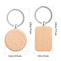 10pcs Blank Wooden Keychain Engraved Wood Keychain DIY Keychain