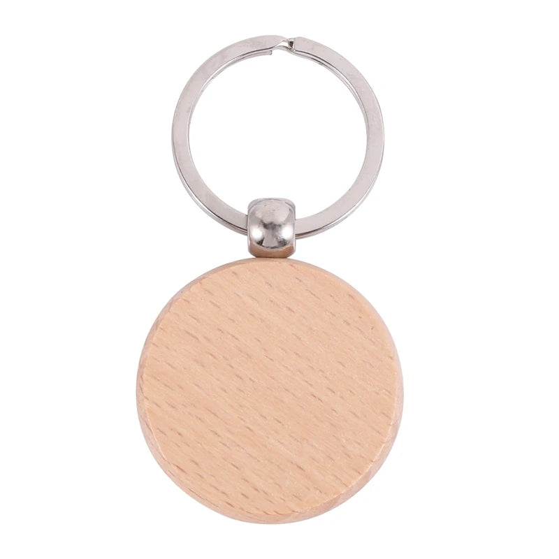 10pcs Blank Wooden Keychain Engraved Wood Keychain DIY Keychain
