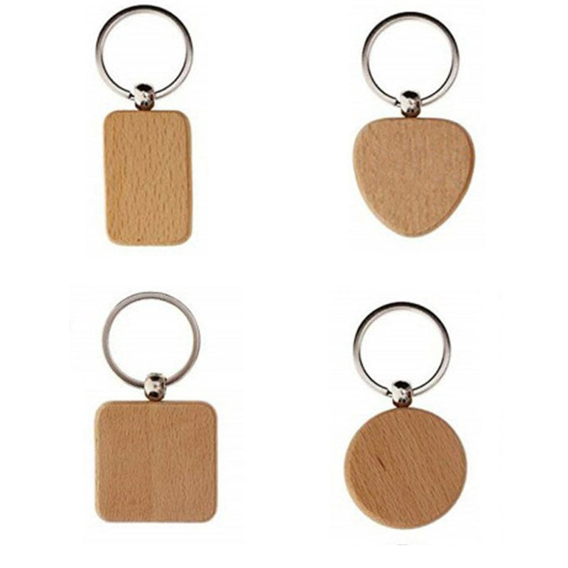 10pcs Blank Wooden Keychain Engraved Wood Keychain DIY Keychain