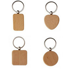 10pcs Blank Wooden Keychain Engraved Wood Keychain DIY Keychain