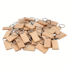 10pcs Blank Wooden Keychain Engraved Wood Keychain DIY Keychain