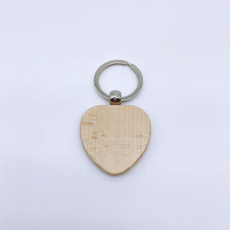 10pcs Blank Wooden Keychain Engraved Wood Keychain DIY Keychain