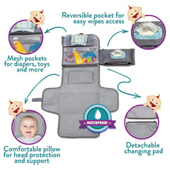 Portable Diaper Changing Pad with Wet Wipe Bag
