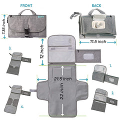Portable Diaper Changing Pad with Wet Wipe Bag