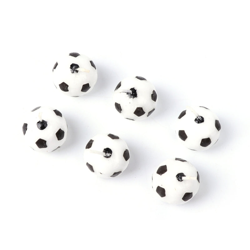 6pcs Soccer Ball Candles for Birthday Party Cake