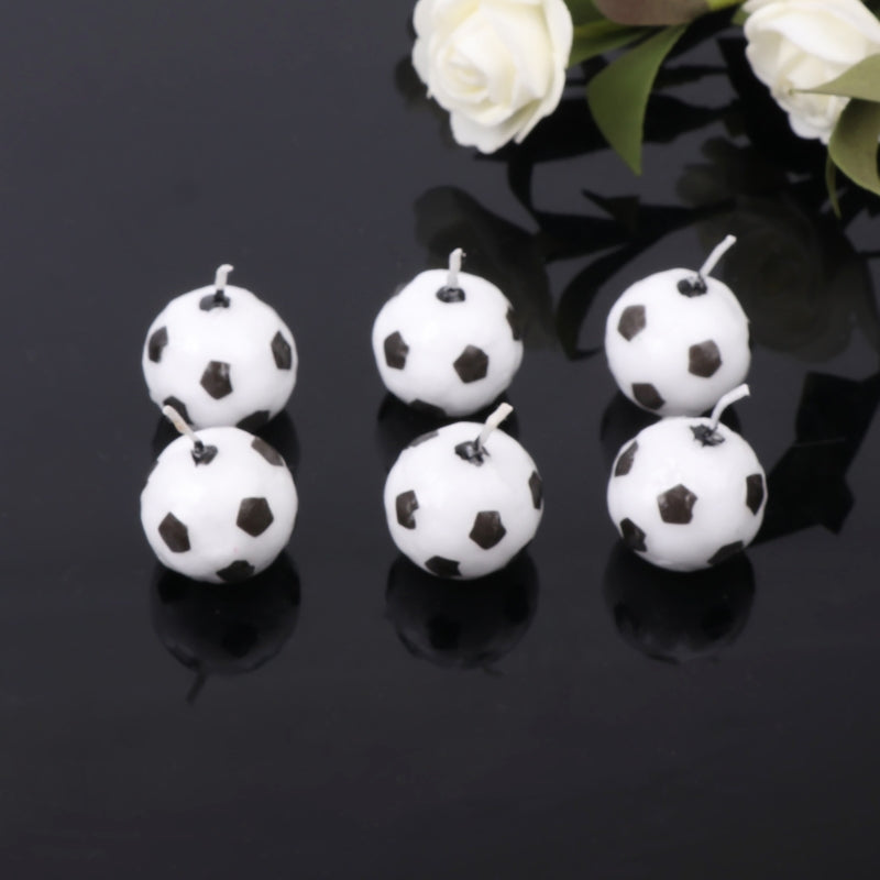 6pcs Soccer Ball Candles for Birthday Party Cake