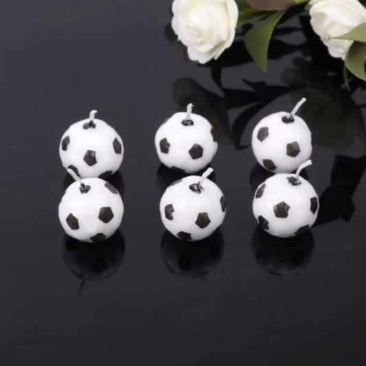 6pcs Soccer Ball Candles for Birthday Party Cake