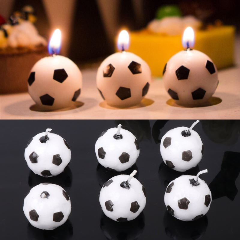 6pcs Soccer Ball Candles for Birthday Party Cake