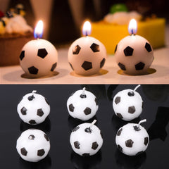 6pcs Soccer Ball Candles for Birthday Party Cake