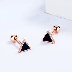 Enamel Square Round Triangle 925 Silver Stud Earrings for Women