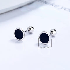 Enamel Square Round Triangle 925 Silver Stud Earrings for Women