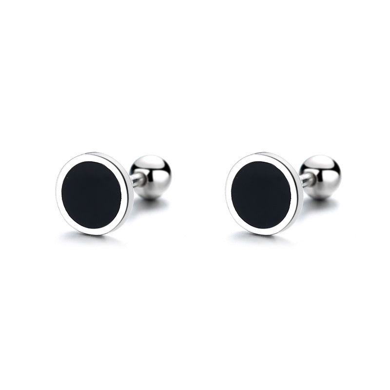 Enamel Square Round Triangle 925 Silver Stud Earrings for Women