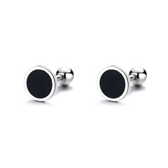 Enamel Square Round Triangle 925 Silver Stud Earrings for Women