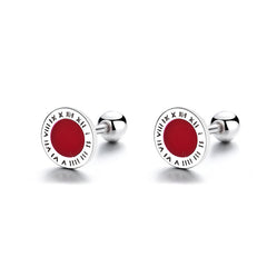 S925 Roman Numerals Ear Studs for Girls Red Ear Bone Studs