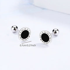 S925 Roman Numerals Ear Studs for Girls Red Ear Bone Studs