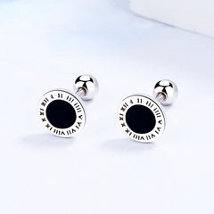 S925 Roman Numerals Ear Studs for Girls Red Ear Bone Studs