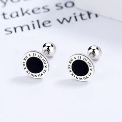 S925 Roman Numerals Ear Studs for Girls Red Ear Bone Studs