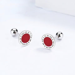 S925 Roman Numerals Ear Studs for Girls Red Ear Bone Studs