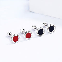 S925 Roman Numerals Ear Studs for Girls Red Ear Bone Studs