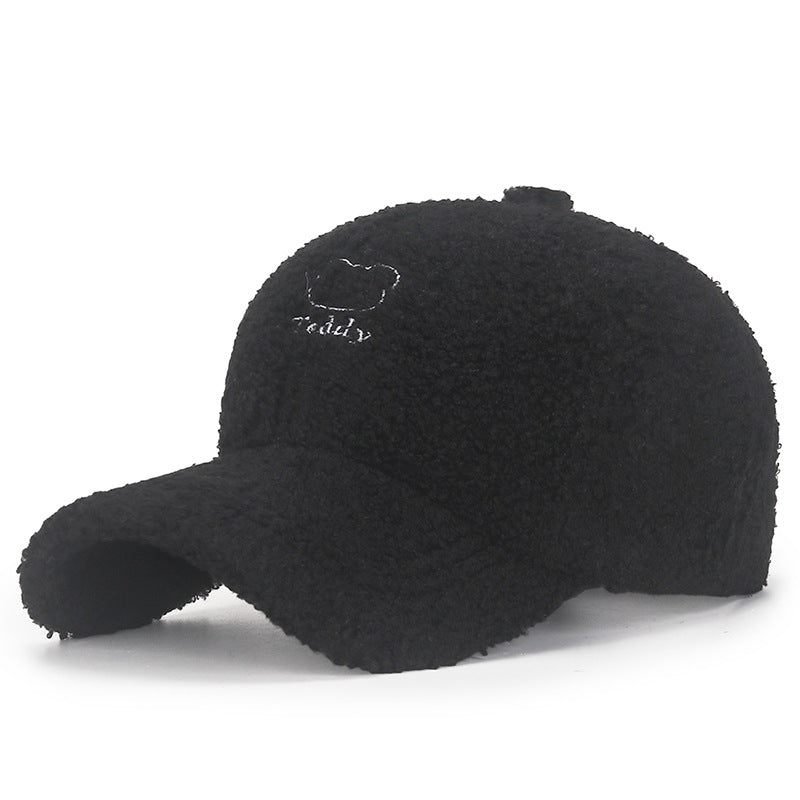 Fashionable Lamb Wool Baseball Cap Autumn Winter Hat Men Women