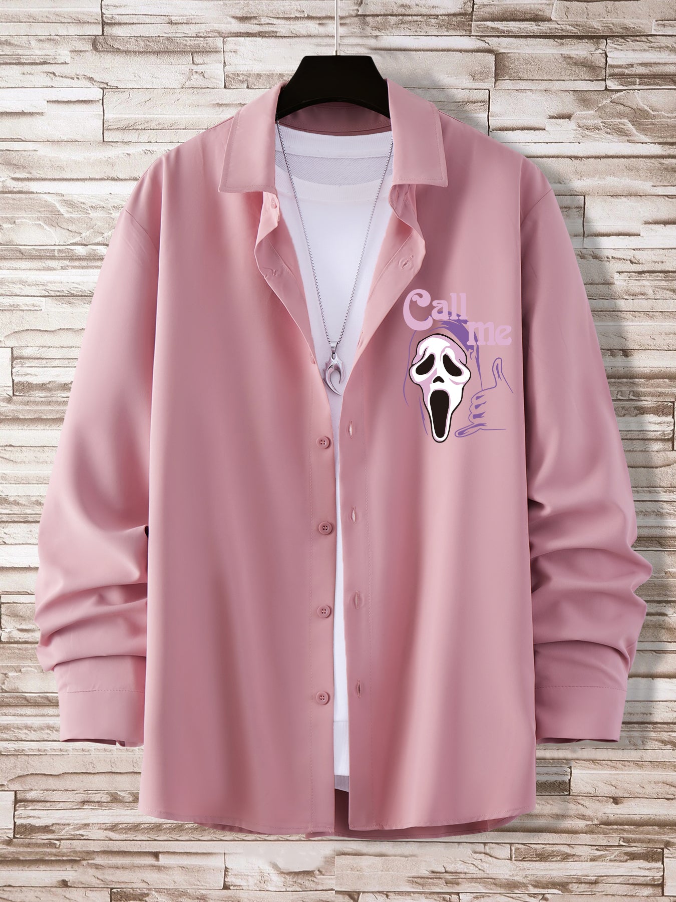 Ghost Face & Various Men's Casual Button Up Shirt