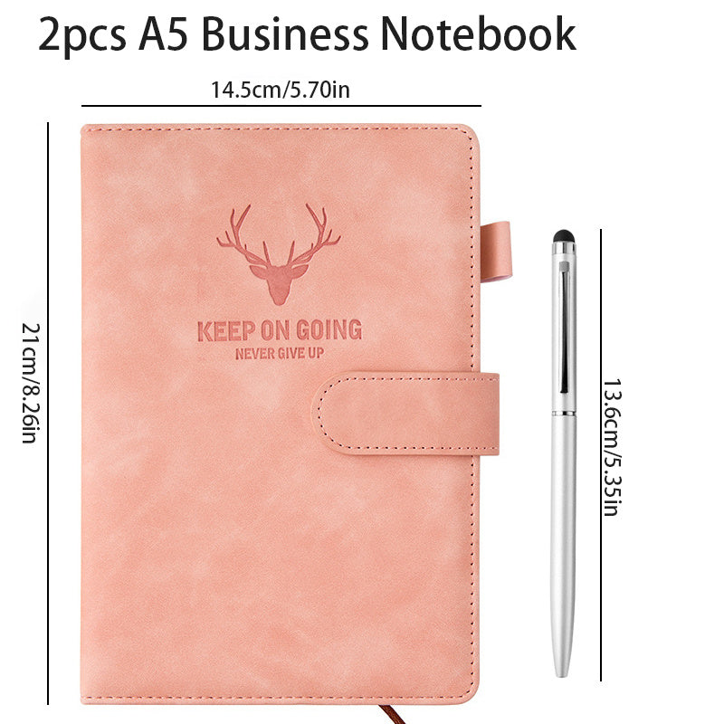 2pcs A5 Notebook Business Soft Copybook Magnetic Buckle Record Book