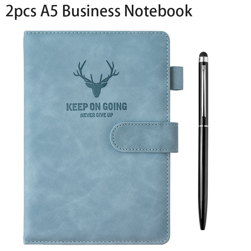 2pcs A5 Notebook Business Soft Copybook Magnetic Buckle Record Book