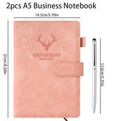 2pcs A5 Notebook Business Soft Copybook Magnetic Buckle Record Book