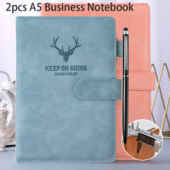 2pcs A5 Notebook Business Soft Copybook Magnetic Buckle Record Book