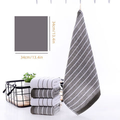 4pcs Striped Pattern Washcloth Handkerchiefs Soft Absorbent Towel 13.4in