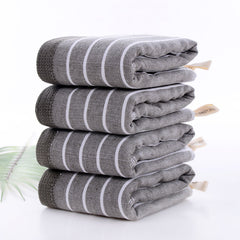 4pcs Striped Pattern Washcloth Handkerchiefs Soft Absorbent Towel 13.4in
