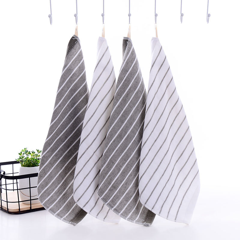 4pcs Striped Pattern Washcloth Handkerchiefs Soft Absorbent Towel 13.4in