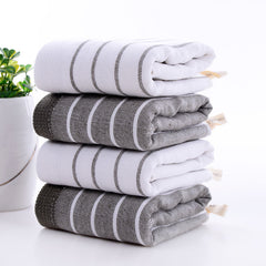 4pcs Striped Pattern Washcloth Handkerchiefs Soft Absorbent Towel 13.4in