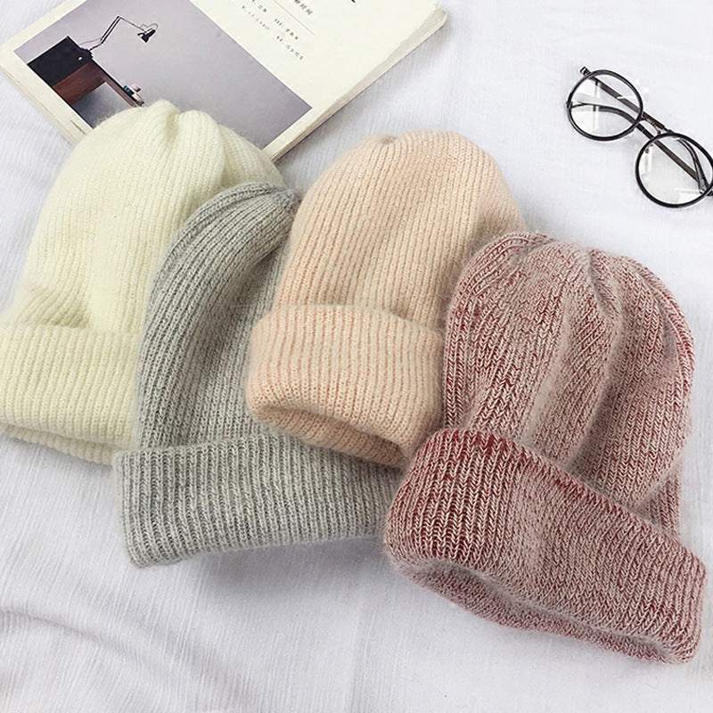 Men's Winter Knitted Beanie Hat Warm Solid Color Pullover Cap