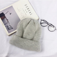 Men's Winter Knitted Beanie Hat Warm Solid Color Pullover Cap