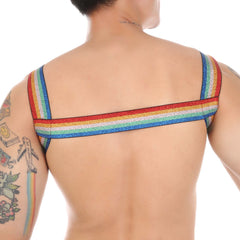 Men's Glitter Rainbow Fitness Shoulder Strap Nightclub Party Chest Strap