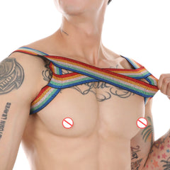 Men's Glitter Rainbow Fitness Shoulder Strap Nightclub Party Chest Strap