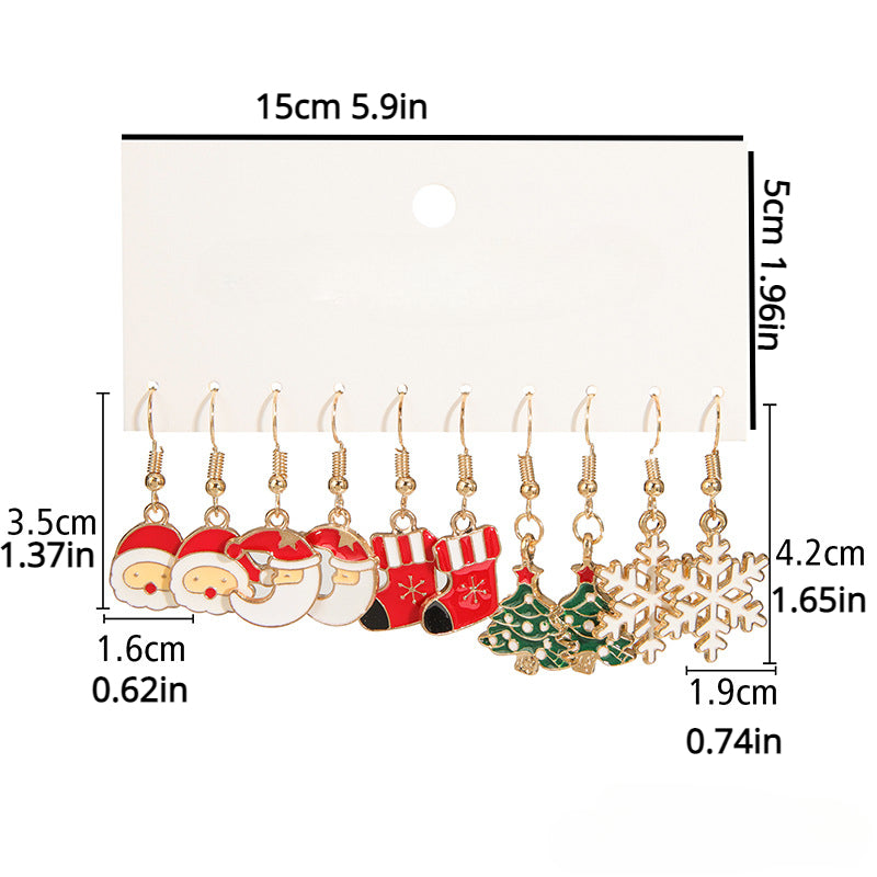 Holiday Style Christmas Stud Earrings Set - Santa Claus & Christmas Tree Decor