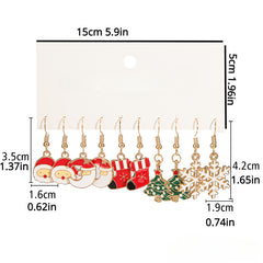 Holiday Style Christmas Stud Earrings Set - Santa Claus & Christmas Tree Decor